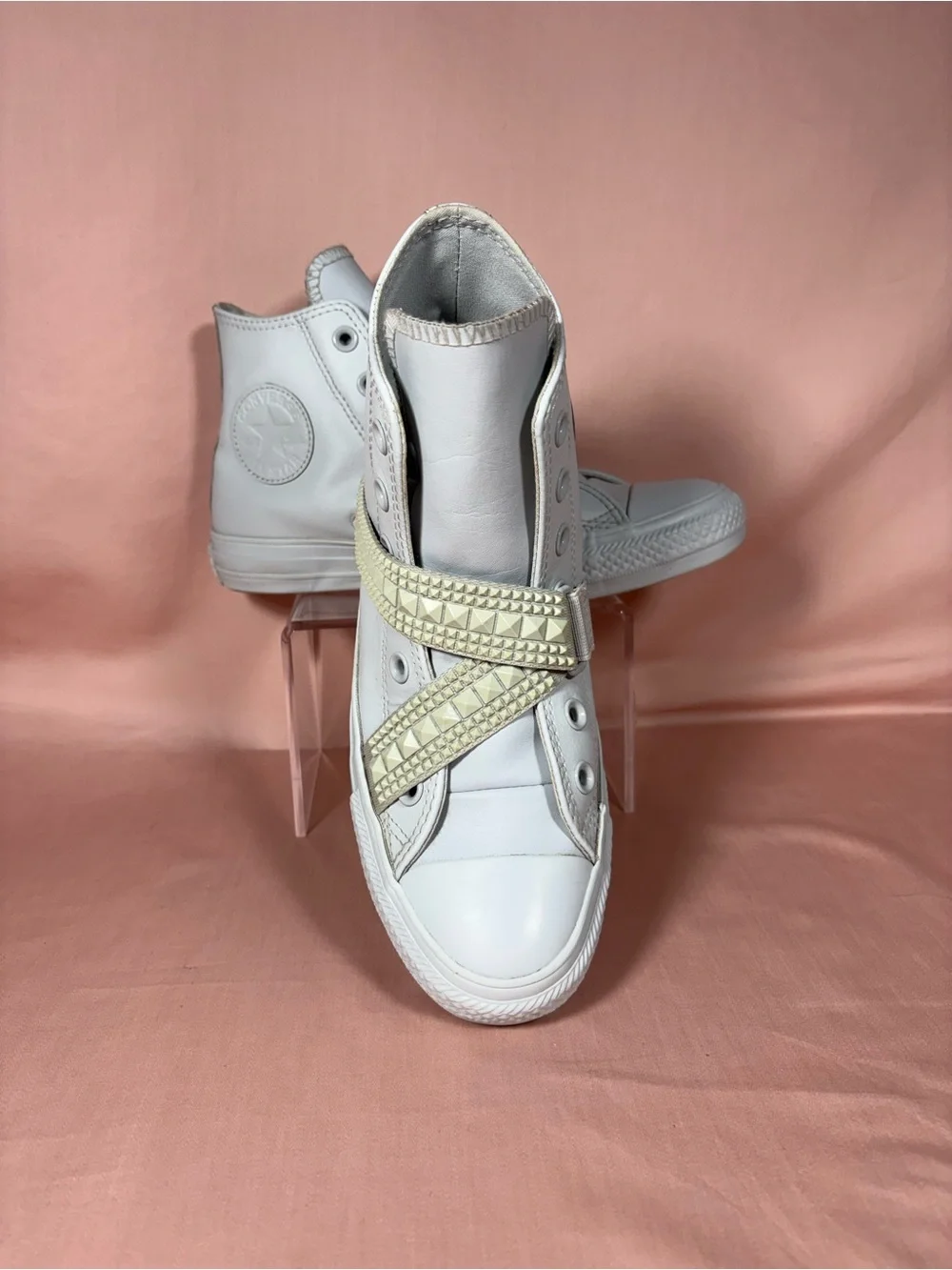 Converse All Star Women's High Top Sneakers Punk Stud Strap Closure Size 7.5